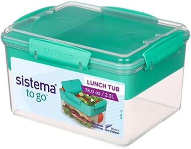 Sistema - Contenitore per Il Pranzo a Forma di cubo, con Tre Scomparti, plastica, Verde acqua, 2 L