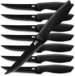 Lux Decor Collection Steak Knives - Black Steak Knives Set of 8 | Stainless Steel Ultra Sharp Serrated Steak Knives | Scratch Resistant & Dishwasher Safe knife Set | Sharp Knife Set