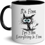 Gifts for Cat Cat Lover,It's Fine I'm Fine Everything is Fine Coffee Cup Gifts for Women,Men,Boss,Coworker,Teacher,Appreciation,Mom Birthday Gifts,Mothers Day Gift for Mom,Nurses Week,Boss Day,Gifts