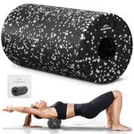EVEREST FITNESS Foam Roller - 30 cm (11.9 inches) - Medium Hardness Massage Roller for Muscles - Yoga Pilates Back Muscle Rollers with Carrying Bag - in Black/White