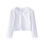 CONGMI Little Girls' Long Short Sleeve Lace Bolero Cardigan Shrug Dress Cover up 2-9 Years,white,4-5T