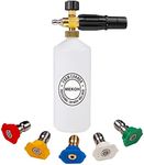 MEKOH 1 Liter Adjustable Foam Cannon Snow Foam Lance with 1/4" Quick Connector 5 Pressure Washer Nozzles for Car Detailing Cleaning