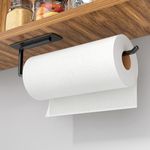 Black Paper Towel Holder Under Cabinet - Both Available in Adhesive and Drilling - Upgraded Aluminum Paper Towel Holder Wall Mount - Kitchen Towel Holder