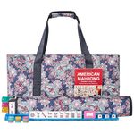 GUSTARIA American Mahjong Game Set, 166 White Tiles, 4 All-in-One Color Rack/Pushers, Complete Mahongg Tile Set, Printed Carrying Bag