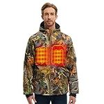 CONQUECO Men's Camo Heated Jacket Waterproof Hunting Hoodie Jacket with Battery Pack