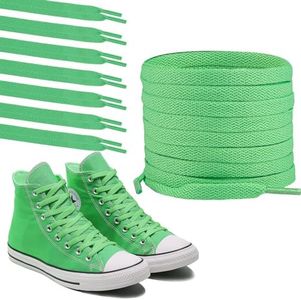 Polly Online 1 Pair Shoelaces Trainers,Flat Trainers Shoelace,8mm Wide Shoe Lace,Flat Shoe Laces for Athletic Running Sneakers Shoes Boot Strings, Apple Green 22, 150cm(59")