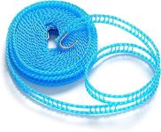 NFI essentials Clothesline Rope 10 Meters Windproof Anti-Slip Clothes Washing Line Drying Nylon Rope with Hooks 5 Meter Nylon Clothesline Rope for Drying Cloths (Assorted Colour)