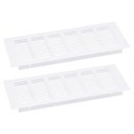 sourcing map Air Vents Cover, 2Pcs 250 x 80mm - Aluminum Alloy Mesh Air Return Vent Cover, Rectangle Louvered Ventilation Grille for Shoe Cabinet Wardrobe (White)