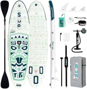 FunWater Stand up Paddle Board Inflatable Paddleboards Family-Friendly with SUP Accessories Non-Slip Comfort Deck for Youth & Adults (Green Tiki)