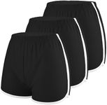 Motarto 3 Pack Women Cotton Sports Shorts Athletic shorts Yoga Dance Summer Short Pants, Black, Medium