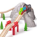 Bigjigs Rail Rocky Mountain Wooden Train Track Expansion Pack - 12 Piece Bigjigs Track Expansion for Wooden Train Sets, Quality Wooden Train Track Accessories