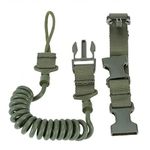 Adjustable Tactical Pistol Lanyard Heavy Duty Airsoft Quick Release Secure Pistol Sling Keychain Tactical Backpack Accessories Safety Hand Wrist Strap (Army Green)