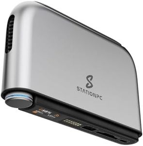 STATIONPC PocketCloud Portable NAS with M.2 NVMe & SD Slots, up to 8TB Capacity (Diskless), One-Click Backup,Supports Wi-Fi 6, LCD Display, App Control, 3200mAhx2 Replaceable Batteries for Outdoor Use