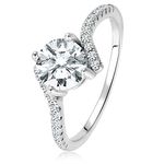 Peora 925 Sterling Silver Zircon Rhodium Plated Engagement Proposal Ring for Women Girls (Size- US 6)