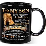 Shqiueos Gifts for Son from Mom-to My Son Lion Mug 11Oz, Son Birthday Gifts from Mom, I Love You Son Gifts from Mom, Graduation Inspirational Father's Day Christmas Gifts for Son Adult