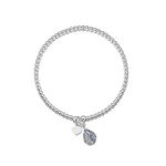 Shrieking Violet Real Flower Jewellery Beaded Silver Bracelet for Women with Gift Box, Heart Charm Bracelet for Mum, Wife, Girlfriend, Birthday, Mother's Day Gift, Valentine's Day (Forget-Me-Not)