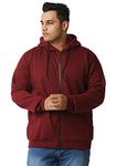 Wear Your Opinion Fleece Men's Plus Size Zipper Regular Hooded Jacket For Winter Wear (Design: Solid,Maroon,Xx-Large)