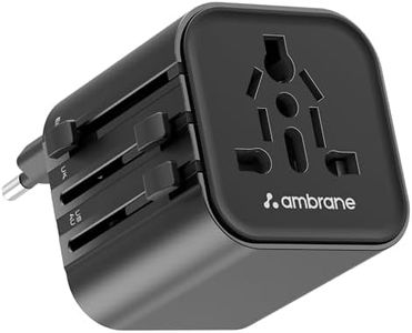 Ambrane Universal Travel Socket, International All in One Worldwide Travel Adapter Socket with 2500W High Power Output with 9 Hole Universal Socket, Compatible in 150+ Countries (ATA-03, Black)