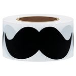 Hybsk 8cm x 4cm Black Mustache Stickers - Moustache Party Favors Total 200 Per Roll (Black) (Black)