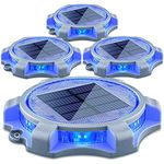 Siedinlar Solar Decking Lights Solar Deck Lights with 2 Modes, Solar Ground Lights Waterproof Solar Outdoor Garden Pathway Lights for Step Driveway Dock 4 Pack (Blue & Red Light)