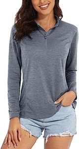 MAGCOMSEN Workout Tops Womens 1/4 Zip Pullover Long Sleeve Tops for Women Hiking Sun Shirts Running Shirts Dark Grey S
