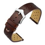 ANNEFIT Vintage Leather Watch Strap 22mm, Quick Release Replacement Band for Men and Women with Silver Buckle (Brown)