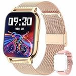 Popglory Smart Watch for Women Men Answer/Make Calls, 1.85" Smartwatch 2 Straps & Split Screen, 100+ Sports Fitness Watch with Blood Pressure/Oxygen/Heart Rate Monitor for iOS and Android