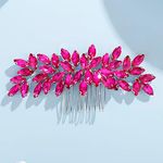 Teyglen Women's Dainty Rhinestone Hair Comb - Luxurious Shiny Bridal Side Comb for Brides and Girls (Rose Red)