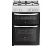 Indesit IDG6GW 60cm Gas Double Oven – White, Gas Hob, Grill Function, Easy Clean Enamel, Freestanding