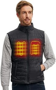 CONQUECO Men's Heated Vest with 10000mAh Battery Pack Lightweight Electric Gilet Jacket for Outdoors (L)