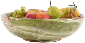 Radicaln Marble Fruit Bowl 10" Green Onyx Handmade Holder - Decorative Bowl for Kitchen Counter, Fruit Dish, Banana Holder