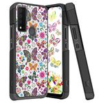 TJS Compatible with TCL 30 XE 5G Mobile Tough Phone Case Inch, Dual Layer Hybrid Shockproof Drop Protection Impact Cover (Butterfly)