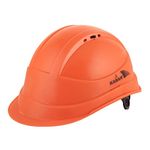 KARAM PN542 Safety Helmet for Men Industrial Construction Helmet | Ratchet Type Adjustment | Adjustable Chin Strap, Ventilation & Side Slot for Attachment | EN Certified Hard Hat | Fluorescent Orange