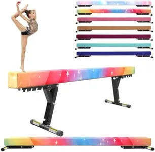 FINCOME Adjustable Balance Beam 8ft Rainbow, High and Lower Floor Beam Gymnastics Equipment for Kids Children, Gymnastics Beam with Legs for Home, Professional Training, Gymnastic Club Use
