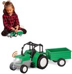 Driven by Battat – Small Toy Tractor & Trailer – Farm Vehicle Toy for Kids – Lights & Sounds – Movable Parts – 3 Years + – Micro Tractor