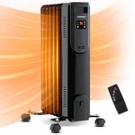 COSTWAY Oil Filled Radiator Heater, 1500W Electric Radiant Space Heater with Adjustable Thermostat, 3 Heat Settings, Overheat & Tip-Over Protection, Portable Heater for Home, Office & Indoor Use