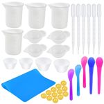 HASTHIP® Silicone Resin Measuring Cups Kit with Mixing Bowl, Stir Sticks, Spoons, Droppers, Finger Cots, Coloring Cups, Silicone Mould Measurement Cups for DIY Resin Craft Jewelry Making(36pcs)