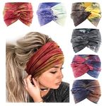 DRESHOW 6 Pack Wide Headbands for Women Extra Large Turban Headband Boho Head Wrap Elastic Hairbands Hair Twisted Knot Hair Accessories