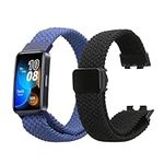 kwmobile Smartwatch Strap Compatible with Huawei Band 9 / Band 8 Straps - 2x Nylon Replacement Band - Black/Blue