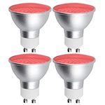 Bonlux MR16 GU10 Red LED Spotlight Bulbs, 5W GU10 Red Coloured Spot Light AC 220-240V 120 Degree Beam Angle 50W MR16 GU10 Red Halogen Replacement for Wall Washer Lamps Landscape Lighting, 4-Pack