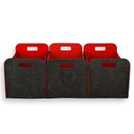 Acrola Felt Storage Bins 3-Pack – Collapsible Organizers with Handles, 42x30x30cm, for Toys, Books, Clothes, Nursery – Classic RED