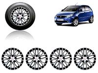 Auto Pearl Car Silver Black Wheel Cover Caps 14" inches Press Type Fitting for -Vista