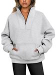 Jhsnjnr Womens Fashion Zipper Fleece Jumper Chunky Quarter Zip Sweater Sweatshirt Autumn Clothes Grey