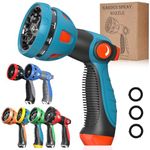 Garden Hose Nozzle - 10 Adjustable Patterns Metal High Pressure Hose Nozzle, Garden Hose Spray Nozzle with Thumb Control Design, Hose Sprayer for Garden & Lawns Watering, Cleaning, Pets & Car Washing