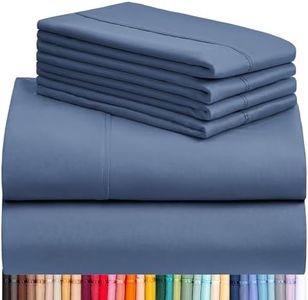 LuxClub 6 PC Sheet Set Bamboo Sheets Deep Pockets 18" Eco Friendly Wrinkle Free Sheets Hypoallergenic Anti-Bacteria Machine Washable Hotel Bedding Silky Soft - Oxford Full