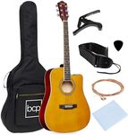 Best Choice Products 41in Beginner Acoustic Guitar Full Size All Wood Cutaway Guitar Starter Set Bundle with Case, Strap, Capo, Strings, Picks - Aged Natural