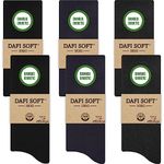 Dafi soft 6 Pairs Men's Bamboo Diabetic Socks, Soft Top, Made in Turkey (UK 9-12, 6x Black/Navy/Anthracite)