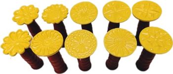 Hope Kart peda Maker Hand Press Stamp Chaap for Mawa Penda Sweets Stamping Mould Round Design Manual Mava Mold (4 cm Diameter, 10 Pcs)