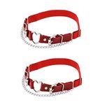 alisikee 2PCs Leather Leg Garter with Chains, Elastic Rock Heart Thigh Garter for Women, Red, One Size