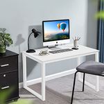 Tablewala Office Table Workstation Desk, 4 by 2 Made of Engineered Wood Top and MS Legs (Glossy White)